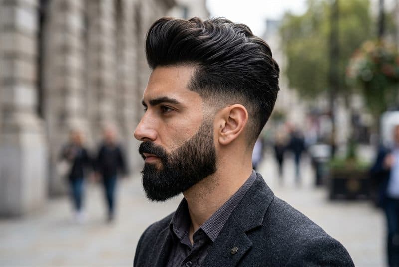 Textured Pompadour Skin Fade Haircut Textured Pompadour Skin Fade Haircut